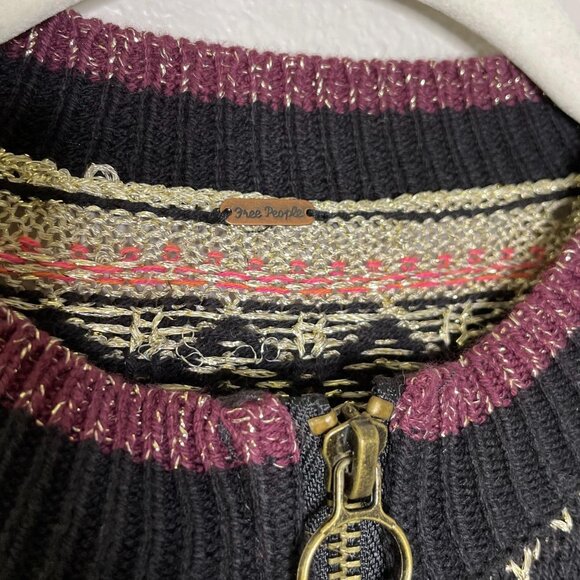 Free People Cozy Cottage Embroidered Sweater Size XS Black Balloon Sleeve New - Picture 8 of 13